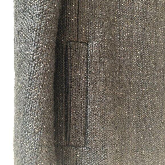 Ann Taylor Black Gold Metallic Wool Blend Tweed Jacket Asymmetric Zipper size 6 - Picture 8 of 8